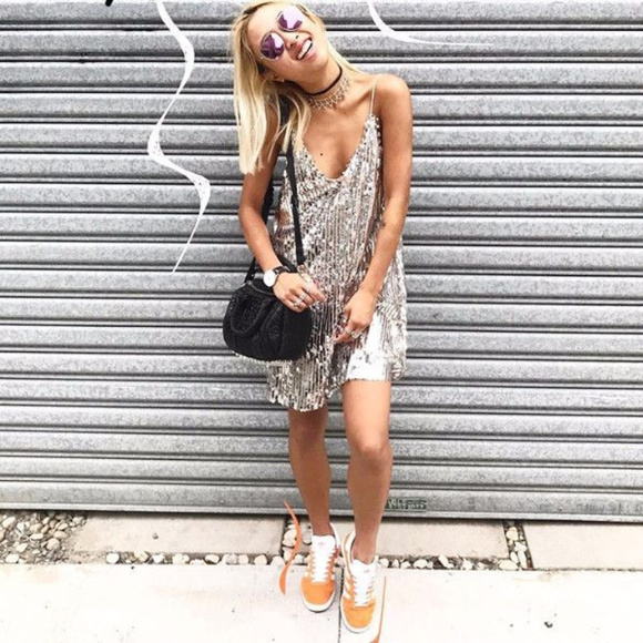 SILVER SEQUIN MINI DRESS - Picture 2 of 4